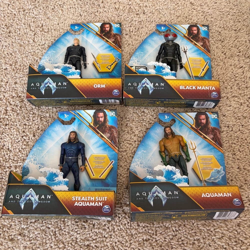 DC Aquaman Action Figures Set - Black, Blue, Gold